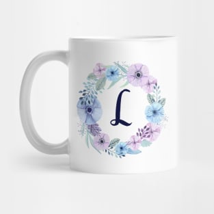 Floral Monogram L Icy Winter Blossoms Mug